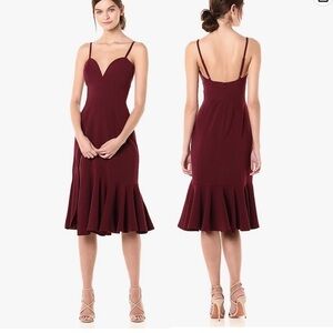 🌻NEW Dress the Population "Marilyn" Burgundy Sleeveless Stretch Midi Dress XL